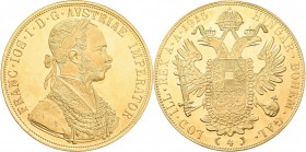 Österreich: Franz Joseph I. 1848-1916: 4 Dukaten 1915 (NP), KM# 2276, Friedberg 488. 13,96 g, 986/1000 Gold. Kratzer, sehr schön - vorzüglich.
 [zzgl...