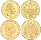 Österreich: Franz Joseph I. 1848-1916: 20 Kronen 1915 (NP), KM# 2818, Friedberg 509R. 6,77 g, 900/1000 Gold. Randfehler / Prüfspur. Dazu 1 Dukat 1915 ...