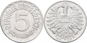 Österreich: 2. Republik ab 1945: 5 Schilling 1957, seltener Jahrgang, KM# 2879, J. 457, Herinek 38, Kratzer im Wappen, sehr schön.
 [differenzbesteue...