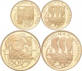 San Marino: 20 + 50 Euro 2004 Set Marco Polo. KM# 465 + 466. 6,45 g + 16,13g 900/1000 Gold. Im Gesamtetui, polierte Platte.
[zzgl. 0 % MwSt.]