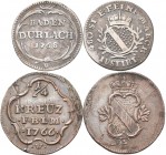 Altdeutschland und RDR bis 1800: Baden-Durlach, Karl Friedrich 1738-1811, Lot 2 Münzen: 1/4 Kreuzer 1766, Wielandt 754, dazu 2 ½ Kreuzer 1768, Wieland...