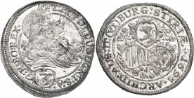 Haus Habsburg: Leopold I. 1657-1705: 3 Kreuzer (Groschen) 1695 IA Graz. 1,72 g. Patina, fast stempelglanz.
 [differenzbesteuert]