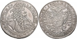Haus Habsburg: Leopold I. 1657-1705: Taler 1690 KB, Kremnitz. Davenport 3260. 28,6 g. Min. Randfehler, feine Patina, sehr schön +.
 [differenzbesteue...