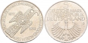 Bundesrepublik Deutschland 1948-2001: 5 DM 1952 D, Germanisches Museum, Jaeger 388. Winzige Kratzer, vorzüglich
 [differenzbesteuert]