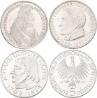 Bundesrepublik Deutschland 1948-2001: Lot 3 Münzen: 5 DM 1955 G, Markgraf von Baden, genannt ”Türkenlouis”, Jaeger 390, 5 DM 1957 J, Freiherr von Eich...