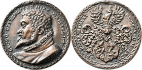 Medaillen alle Welt: Böhmen: Bronze-Galvano o. J. auf Georg Geizkofler von Geilenbach 1526-1577, Münzmeister in Joachimstal, 38,5 mm, winziger Randfeh...