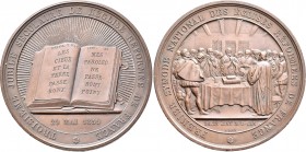 Medaillen alle Welt: Frankreich: Bronzemedaille 1859 von Bovy, auf die Reformation in Frankreich. Slg. Whiting 729, 68,5 mm, 139,7 g, minimale Randune...