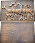 Medaillen alle Welt: Frankreich: Einseitige Bronzeplakette o. J. (1936), von Maurice Thenot (1893-1963), Motiv ”Gazellen”, aus der Serie ”African Anim...