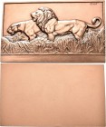 Medaillen alle Welt: Frankreich: Einseitige Bronzeplakette o. J. (1936), von Maurice Thenot (1893-1963), Motiv ”Löwen”, aus der Serie ”African Animals...