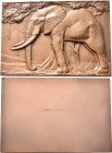 Medaillen alle Welt: Frankreich: Einseitige Bronzeplakette o. J. (1936/1972), von Maurice Thenot (1893-1963), Motiv ”Elefant”, aus der Serie ”African ...