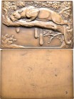 Medaillen alle Welt: Frankreich: Einseitige Bronzeplakette o. J., von Maurice Thenot (1893-1963), Motiv ”Leopard”, aus der Serie ”African Animals”, Ra...
