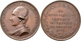 Medaillen alle Welt: Italien-Bergamo: Bronzemedaille 1779, Stempel von Francesco Corazzini, auf Alessandro Antonio Barzizza, Bürgermeister von Bergamo...