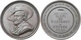 Medaillen alle Welt: Niederlande: Bronzemedaille 1840 von Hart, auf die Errichtung des Rubens Denkmals in Amsterdam. Brustbild nach links / Ansicht de...