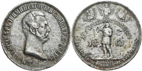 Medaillen alle Welt: Russland, Alexander II. 1855-1881: Blei-Zinn Medaille 1861 zum Gedenken an die Befreiung der Bauern / Aufhebung der Leibeigenscha...