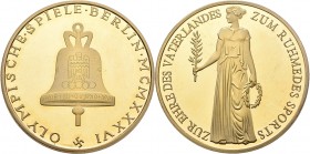 Medaillen Deutschland: Drittes Reich 1933-1945: Olympische Spiele Berlin 1936, vergoldete spätere Prägung der offiziellen Erinnerungsmedaille von Roth...