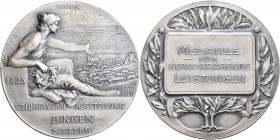 Medaillen Deutschland - Geographisch: Bingen: Medaille 1925, Messing versilbert. Preismedaille der Schuhmacher für hervorragende Leistungen bei der Sc...