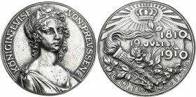 Medaillen Deutschland - Geographisch: Brandenburg-Preußen: Große Hochrelief-Silbergussmedaille 1910 von Karl Goetz auf den 100. Todestag der Königin L...