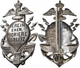 Medaillen Deutschland - Geographisch: Görlitz: Versilbertes Abzeichen o.J. des Vereins der ehemaligen Pioniere Görlitz, an Nadel, 41x25mm, äußerst sel...