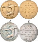 Medaillen Deutschland - Geographisch: Leipzig: Lot 2 Stück, Bronzemedaille 1930 von Bruno Eyermann (1888-1961), auf die Internationale Jagd-Ausstellun...