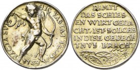 Medaillen Deutschland - Geographisch: Nürnberg: Gußmedaille 1579 (Modell von V. Maler) auf das Kranzschiessen. Cupido steht mit Köcher, Bogen und Sieg...