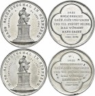 Medaillen Deutschland - Geographisch: Nürnberg: Lot 2 Stück, Zinnmedaille 1874 (Schabel), auf die Einweihung des Hans-Sachs-Denkmals. Ansicht des Denk...