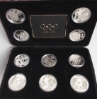 Alle Welt: 100 Jahre Olympiade / Centenary - Centennial Coin Programme IOC 1896-1996: Kunstlederetui mit 10 diversen Silbermünzen, dabei: 2 x 15 CAD 1...