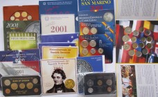 Europa: Lot 18 diverse Münzsätze der Länder Belgien, Finnland, Frankreich, Italien, Niederlande, Österreich, San Marino, Spanien, Schweden, überwiegen...