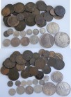 Großbritannien: Victoria 1837-1901: Lot 14 Silbermünzen und 33 Kupfermünzen von Queen Victoria. Diverse Nominale und Jahrgänge, bitte besichtigen.
 [...