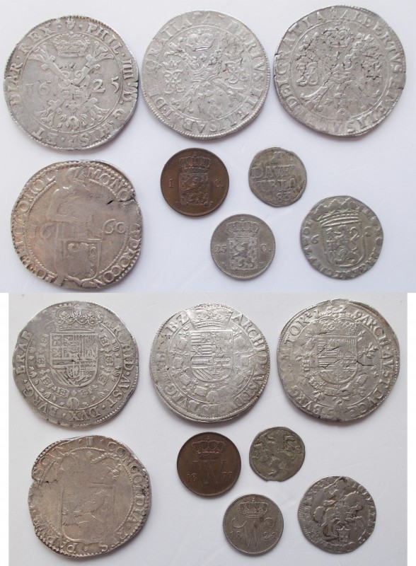 Niederlande: Nettes Lot mit 8 Münzen, dabei: Patagon 1625 vom Philipp IV (KM# 53...