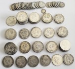 Spanien: Spanische Silbermünzen: Ein Lot von 66 x 5, 18 x 2 und 9 x 1 Pesetas, überwiegend 19 Jhd. / ab ca. 1870, verschiedene Jahrgänge und Prägestät...