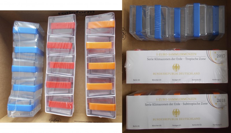 Deutschland: 5 Euro 2016 Blauer Planet Erde, 2017 Tropische Zone und 2018 Subtro...