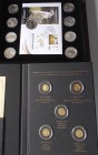 Deutschland: 8 x 10€ Gedenkmünzen der BRD, teilvergoldet in Holzkassette mit Zertifikaten, dazu ein 5€ Gedenkmünze 2018 im Numisbrief und 5 Goldmedail...