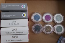 Österreich: Kleines Lot 11 x 25 Euro Niob-Gedenkmünzen aus Österreich 2008-2018, davon 5 Stück im Etui und 6 lose.
 [differenzbesteuert]