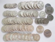 Deutschland: Kleines Lot mit diversen Münzen aus Deutschland, dabei: 8 x ½ Mark (J. 16), 7 x Kaiserreich 5 Mark, 6 x 2 Reichsmark Hindenburg (J. 366),...