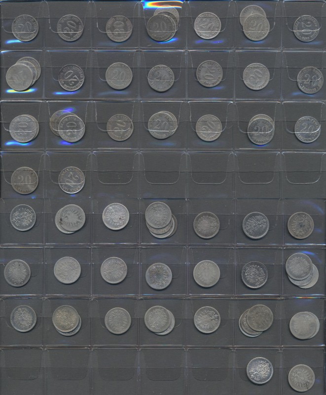 Umlaufmünzen 1 Pf. - 1 Mark: Lot 34 Münzen, 20 Pfennig Silber, Jaeger 5, 1873-18...