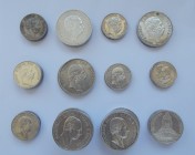 Sachsen: Lot 49 Münzen aus dem Königreich Sachsen: 2er (16x), 3er (21x) und 5er (12x) von Albert, Georg und Friedrich August. Verschiedene Jahrgänge, ...