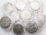 Weimarer Republik: Lot 9 Silbermünzen, 5 Reichsmark 1928 F Eichbaum, 3 Mark 1924 A, 3 Reichsmark 1925 D Rheinlande, 3 Reichsmark 1929 D Lessing, 3 Rei...