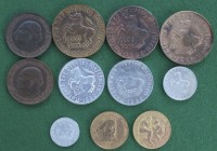 Weimarer Republik: Notgeld, Provinz Westfalen: 2 x 10 Mark 1921, 2 x 10000 Mark 1923, 50 Millionen Mark 1923, in Aluminium 50 Pfennig 1921, 50 Mark 19...