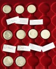 DDR: Lot 9 Einseitige Abschläge der DDR-Gedenkmünzen aus Aluminium. Die Auflage liegt bei je ca. 300 - 400 Stück, sehr selten !! Dabei: 5 Mark 1968 Ko...