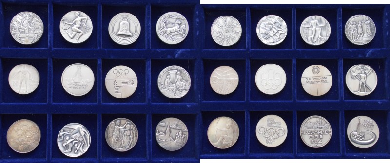 Medaillen: Set 12 diverse Medaillen (modern) mit Olympia Motiven. 10 x mit Rands...