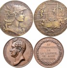 Medaillen alle Welt: Frankreich: Lot 4 Medaillen (Kupfer / Messing), dabei: Louis Philippe, 37,8g, 41,7mm, von Gayrard und Caque, Au Conservateur de l...