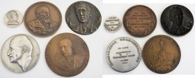 Medaillen alle Welt: Lot 5 Bronzemedaillen auf berühmte Politiker des 19. und 20. Jahrhundert: Woodrow Wilson, 28. Präsident der USA, Bronzegussmedail...