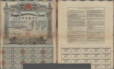 Alte Aktien / Wertpapiere: China: Banque Industrielle de Chine, 500 Francs Gründeraktie (Action de Fondateur, blau) 1913. 2 Stempel auf Französich. In...