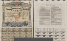 Alte Aktien / Wertpapiere: China: Banque Industrielle de Chine, 3 x 500 Francs Aktien (Action Ordinaire, Gelb) 1913, 1919 und 1920. In französischer u...
