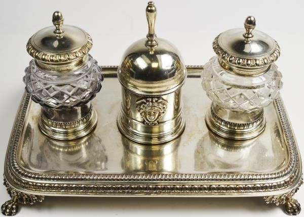 Varia, Sonstiges: Silber Schreibgarnitur vom König Carl XV. von Schweden (1859-1...