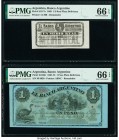 Argentina Banco Argentina 1/2 Real Plata Boliviana; 1 Peso Plata Boliviano 1.7.1869; 1.5.1867 Pick S1517r; S1525r Two Remainders PMG Gem Uncirculated ...