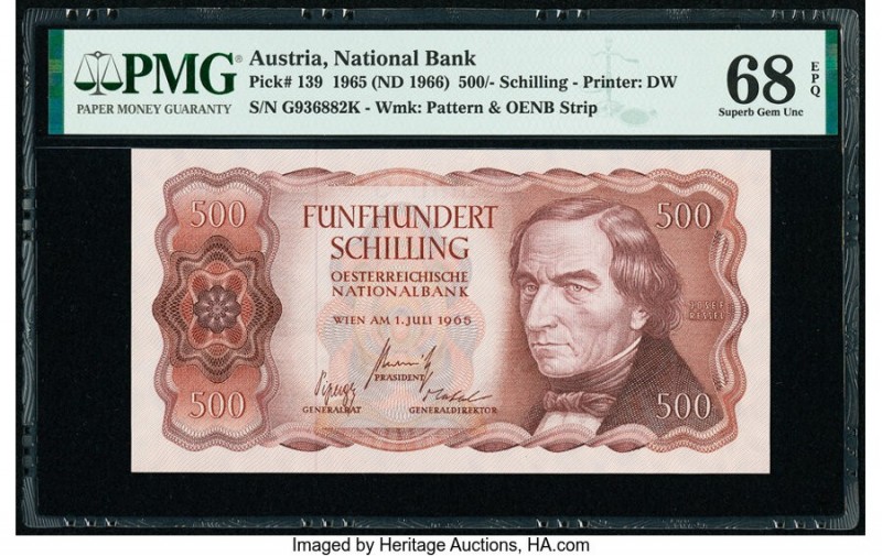 Austria Austrian National Bank 500 Schilling 1965 (ND 1966) Pick 139 PMG Superb ...
