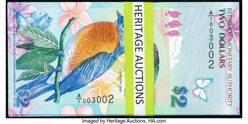 Bermuda Monetary Authority 2 Dollars 2009 Pick 57 Thirty-Four Consecutive Exampl...