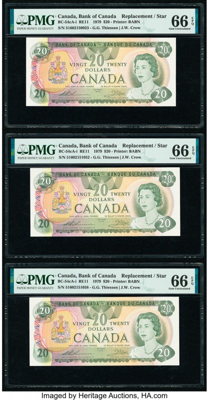 Canada Bank of Canada $20 1979 Pick 93c BC-54cA-i Three Replacement Examples PMG...