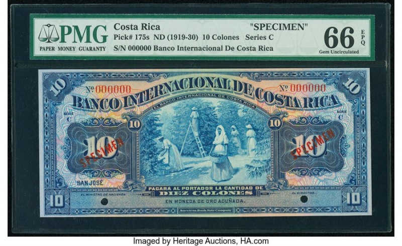 Costa Rica Banco Internacional de Costa Rica 10 Colones ND (1919-30) Pick 175s S...